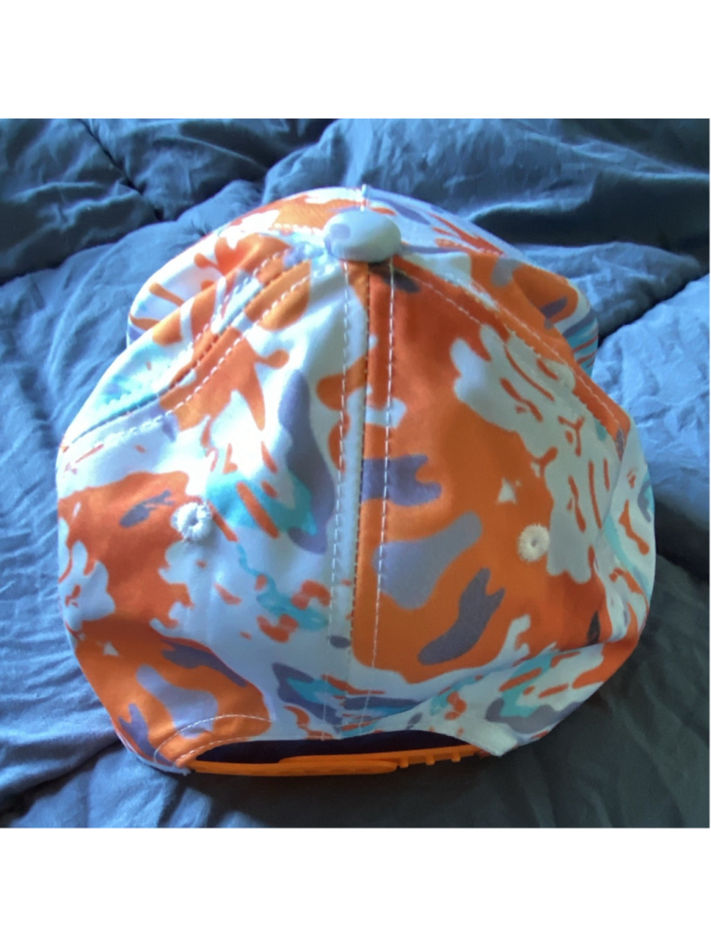 The Jolly Fox Huntsvegas Adjustable Camo Baseball Cap Unisex Orange Blue - Picture 2 of 5